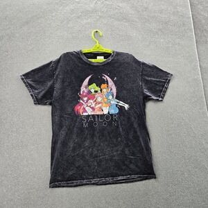 Sailor Moon Men Shirt L Black Graphic  Band Tee Short Sleeve Logo